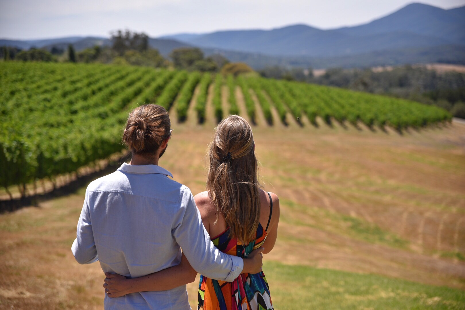 Couple drinking wine at Yarra Valley winery